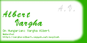 albert vargha business card